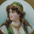 Antique Victorian Glass Chimney Flue Cover with Gypsy Woman Print Wall Plaque