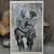 Old Black & White Litho Photo Postcard of Native African Couple Adoration