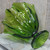 Vintage Green Swung Art Glass Ruffled Rim Compote Candy Dish Mid-Century Bowl