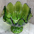 Vintage Green Swung Art Glass Ruffled Rim Compote Candy Dish Mid-Century Bowl