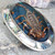 Vintage Mexican Alpaca Belt Buckle Lucite Encased Scorpion Abalone Shell Border