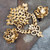 Vintage Monet Mid-Century Gold Plated Hinged Articulated Brooch Pin Earrings Set