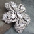 Vintage Mid-Century Weiss Signed Silver Tone Flower Brooch Pin Clear Crystals