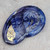 Vintage Purplish Blue Handmade Blob Art Glass Drop Paperweight w Gold Inclusions