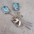 Vintage Mid-Century Silver Flower Brooch Estate Jewelry Pin Large Blue Crystals