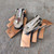 Mid-Century Vintage Renoir Copper Square Link Necklace & Clip-On Earrings Set