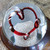 Vintage Signed Adam Jablonski Art Glass Paperweight Controlled Bubble Red Ribbon