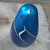 Vintage Orient & Flume Handblown Blue Iridescent Art Glass Paperweight Egg
