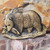 Vintage Brass Tone Grizzly Bear Eating Salmon Fish Wildlife Themed Belt Buckle