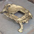Antique Art Nouveau Cast Brass Footed Inkwell Stand Pen Holder Floral Embossed