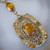 Antique Art Nouveau Necklace Amber Crystals on Pendant Boho Estate Chain