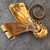 Antique Sterling Silver Vermeil Art Deco Ribbon Bow Brooch Uranium Glass Stones