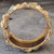 Antique Whiting & Davis Gold Tone Repousse Thistle Wide Hinged Cuff Bracelet