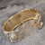Antique Whiting & Davis Gold Tone Repousse Thistle Wide Hinged Cuff Bracelet
