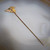 Antique Wishbone & Leaf with Deep Blue Sapphire Victorian Gold Stick Pin Brooch