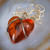 Vintage Polished Amber Puffy Heart Wire Wrapped Necklace Pendant Sterling Silver
