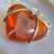 Vintage Polished Amber Puffy Heart Wire Wrapped Necklace Pendant Sterling Silver