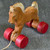 Old Vintage Wood Composition Child's Horse Shaped Pull Toy on Wooden Wheels