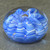 Vintage 1970's Joe St. Clair Art Glass Paperweight Blue White Slag Flower Swirl