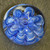 Vintage 1970's Joe St. Clair Art Glass Paperweight Blue White Slag Flower Swirl