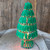 Vintage Handmade Safety Pin and Green Beads Christmas Tree Lighted Decoration