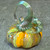 Fall Colors Blown Art Glass Pumpkin Iridescent Gold Stem Signed Paperweight