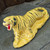 Vintage Ceramic Tiger Planter Yellow Black Stripe Mid Century Art Pottery Roaring