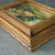 Vintage Gold Gesso Wood Double Playing Card Box Framed Cottage Art Deck Holder