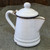 Antique White Enamelware Mini Coffee Pot Hinged Lid Pitcher Farmhouse Decor 4.5"