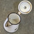 Antique White Enamelware Mini Coffee Pot Hinged Lid Pitcher Farmhouse Decor 4.5"