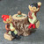 Vintage Ceramic Pixie Elves Stump Souvenir Salt & Pepper Shakers Set Elf Gnomes