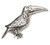 Vintage Jezlaine Signed Sterling Silver Pierced Toucan Bird Brooch Pin & Box
