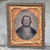 Antique 1/9 Plate Tintype Photo Man Chin Beard Checkered Vest Ornate Mat Tinted