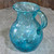 Vintage Hand Blown Aqua Blue Swirl Art Glass Pitcher Seeded Air Bubble Glass