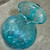 Vintage Hand Blown Aqua Blue Swirl Art Glass Pitcher Seeded Air Bubble Glass