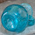 Vintage Hand Blown Aqua Blue Swirl Art Glass Pitcher Seeded Air Bubble Glass