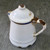 Antique White Enamelware Mini Coffee Pot Hinged Lid Pitcher Farmhouse Decor 4"