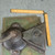 Antique Cast Iron Wall Mount Coffee Grinder Mill Green Wood Farmhouse Primitive