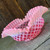 Fenton Cranberry Opalescent Lattice Art Glass Ruffled Crimped Bowl Bride Dish 8"