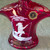 Vintage Westmoreland Ruby Red Glass Basket Signed Mary Gregory Girl Fishing 1983