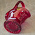 Vintage Westmoreland Ruby Red Glass Basket Signed Mary Gregory Girl Fishing 1983
