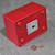 Vintage J Chein Red Tin Litho Cash Box Bank Coin Still Toy Bank & Key USA