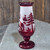 Antique Bohemian Ruby Red Cut to Clear Glass Footed Vase Bird Forest Egermann