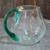 Vintage Blenko Clear Crackle Glass Pitcher Green Applied Handle Foil Label