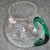 Vintage Blenko Clear Crackle Glass Pitcher Green Applied Handle Foil Label