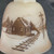 Vintage Fenton Ivory Sandstone Satin Glass Bell Hand Paint Railroad Train Farley