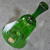 Vintage Bohemia Czech Green Glass Mary Gregory Bell Hand Painted Boy Foil Label