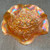 Antique Millersburg Marigold Carnival Glass Blackberry Wreath Ruffled Bowl Star