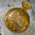 Vintage Hand Blown Amber Art Glass Swirl Bottle Vase Decanter Rough Pontil MCM