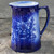 Antique English Staffordshire Flow Blue Pitcher Empress Floral Cobalt Jug